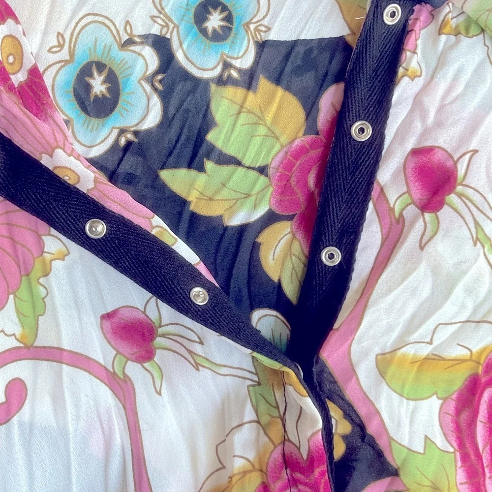Agora Floral Beaded Ruffle Boho Blouse Snap Front Size 2X - Picture 8 of 16